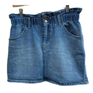 Wild Fable Size M Paper‎ Bag Waist Double Button Blue Jean Denim Mini Skirt Y2K‌